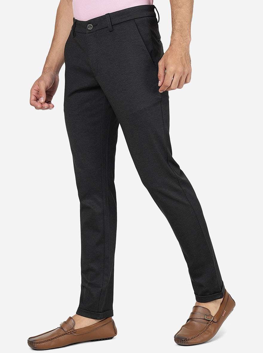 Black Solid Venice Fit Casual Trouser | JadeBlue