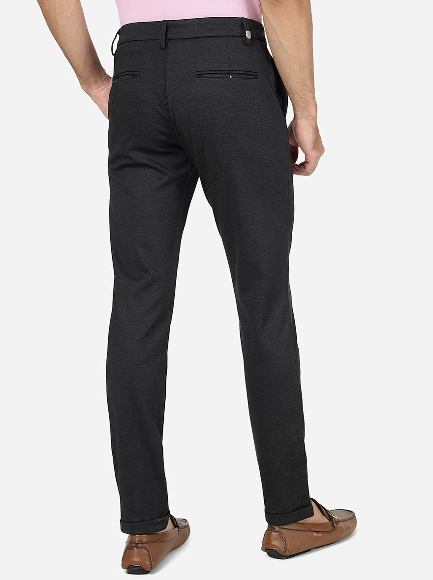 Black Solid Venice Fit Casual Trouser | JadeBlue