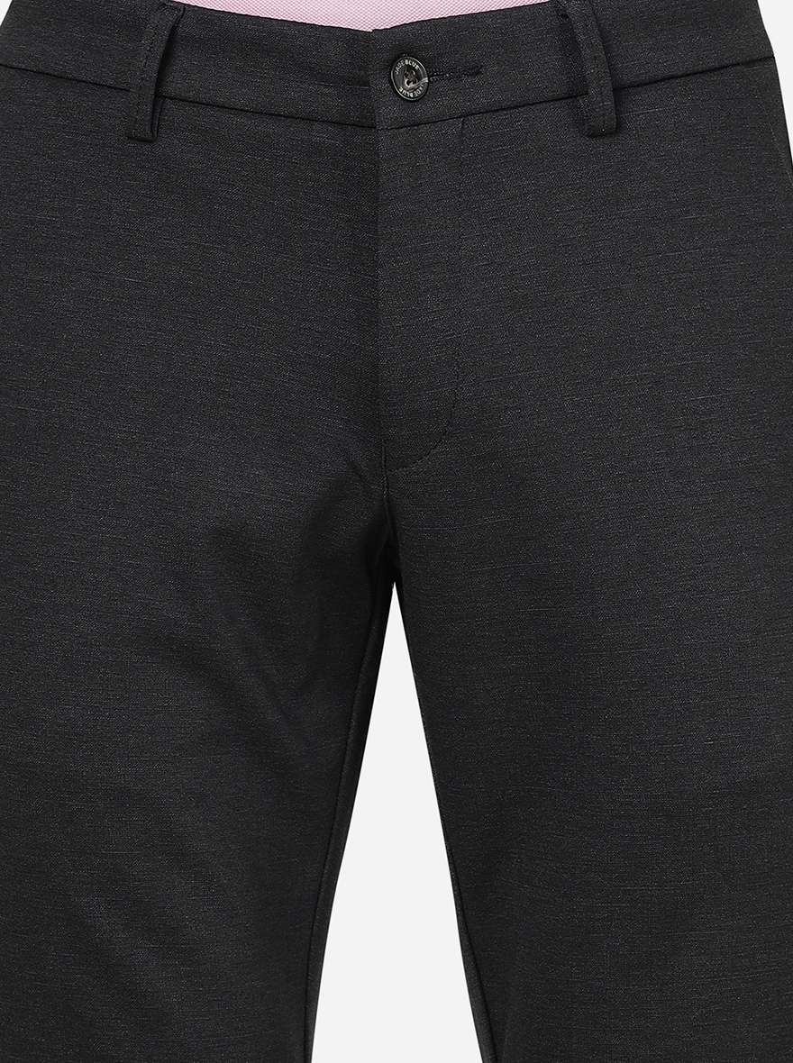 Black Solid Venice Fit Casual Trouser | JadeBlue