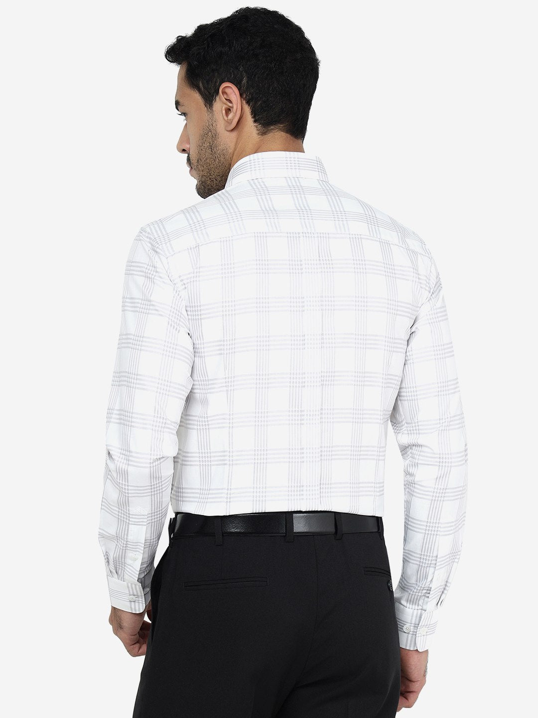 Grey Checked Slim Fit Formal Shirt | JadeBlue Youth