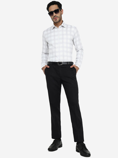 Grey Checked Slim Fit Formal Shirt | JadeBlue Youth
