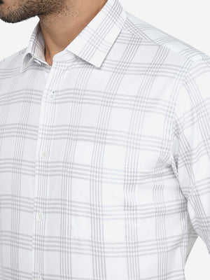 Grey Checked Slim Fit Formal Shirt | JadeBlue Youth