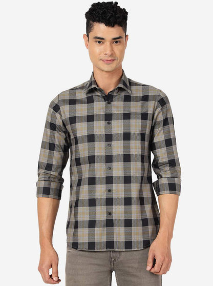 Brown Checked Slim Fit Formal Shirt | JadeBlue Youth
