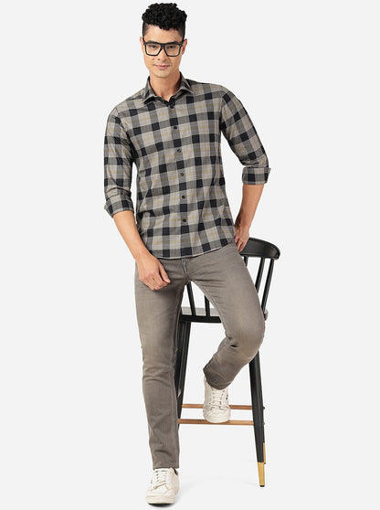 Brown Checked Slim Fit Formal Shirt | JadeBlue Youth