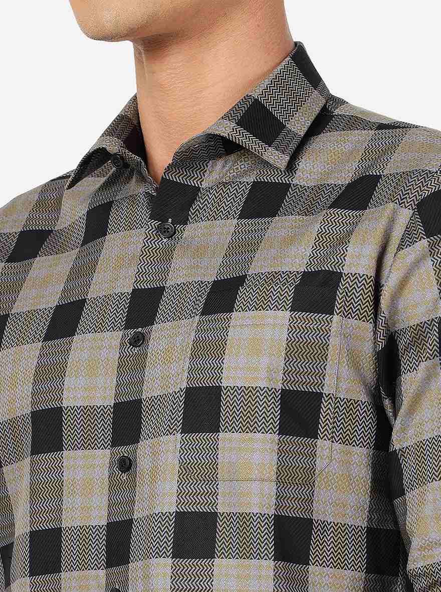 Brown Checked Slim Fit Formal Shirt | JadeBlue Youth
