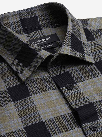 Brown Checked Slim Fit Formal Shirt | JadeBlue Youth