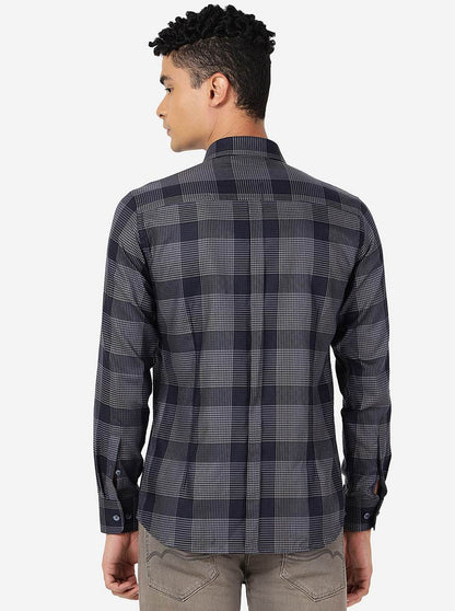 Blue Checked Slim Fit Formal Shirt | JadeBlue