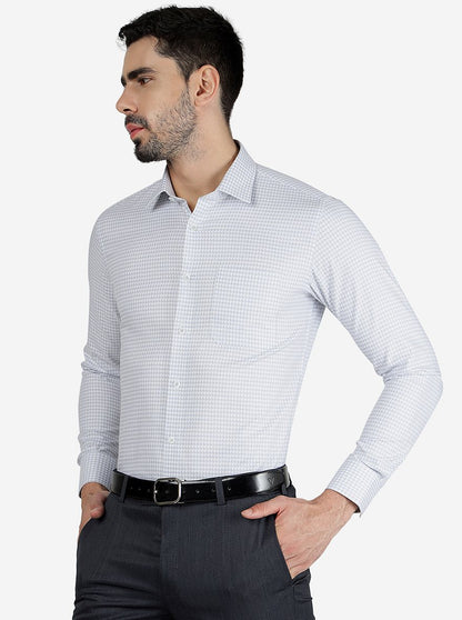 Grey Printed Slim Fit Formal Shirt | JadeBlue Youth