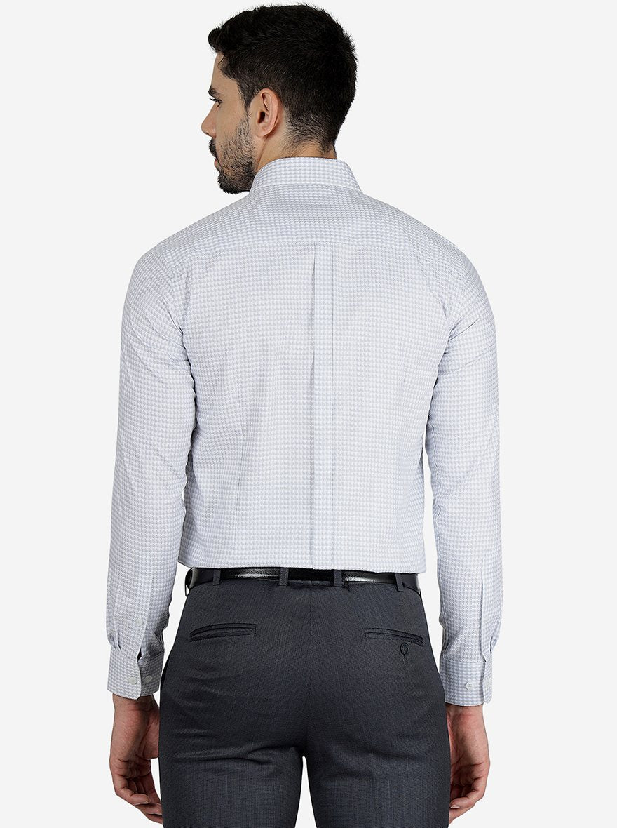 Grey Printed Slim Fit Formal Shirt | JadeBlue Youth
