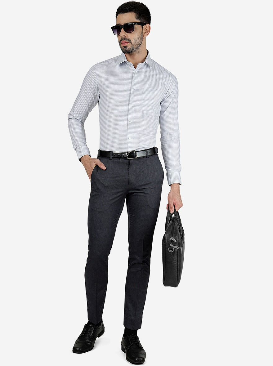 Grey Printed Slim Fit Formal Shirt | JadeBlue Youth