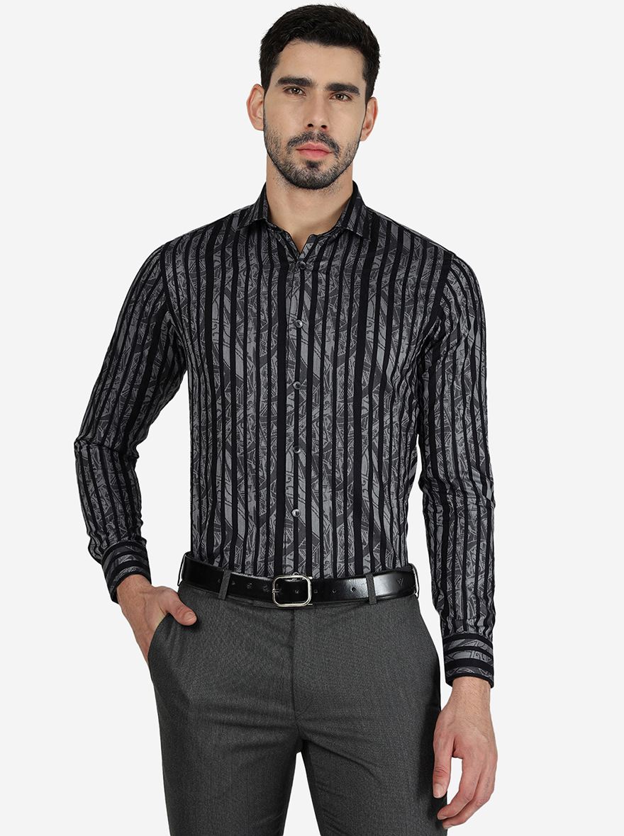 Black Solid Slim Fit Party Wear Shirt | Wyre