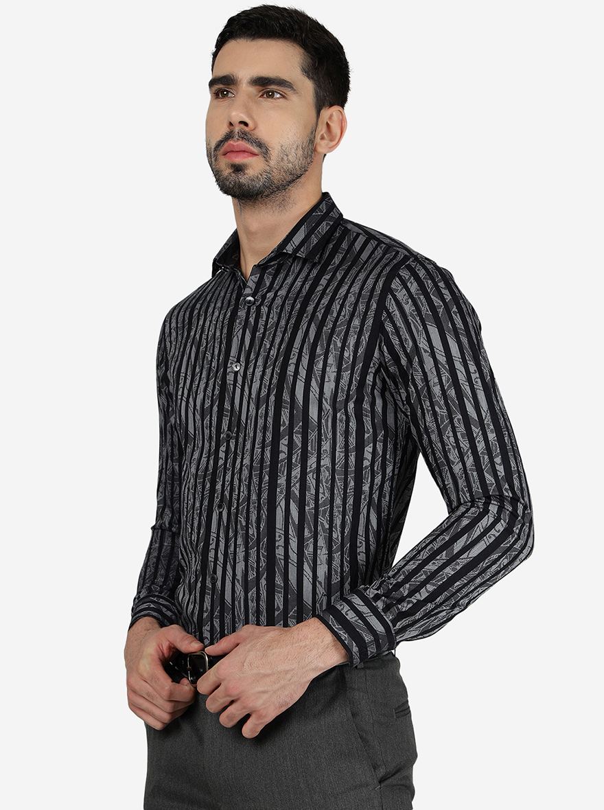 Black Solid Slim Fit Party Wear Shirt | Wyre