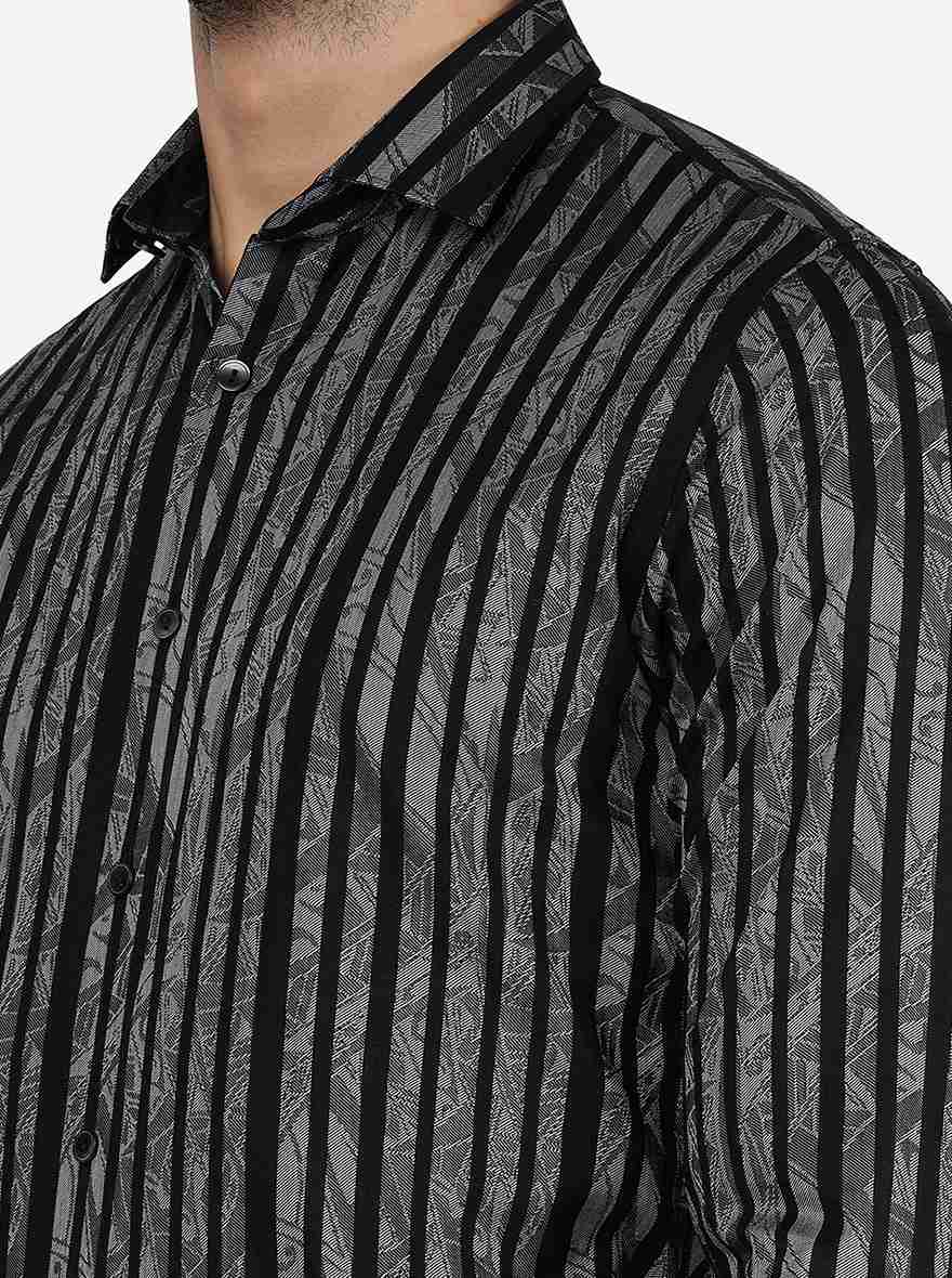 Black Solid Slim Fit Party Wear Shirt | Wyre
