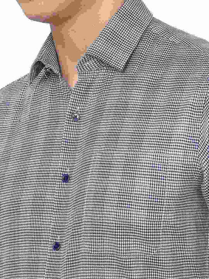 Blue & Grey Checked Slim Fit Formal Shirt | JadeBlue Youth