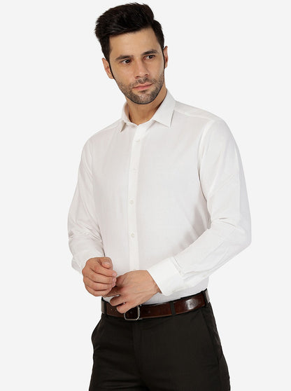 White Solid Slim Fit Formal Shirt | Metal