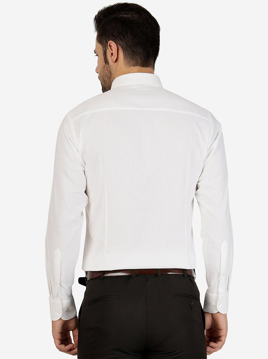 White Solid Slim Fit Formal Shirt | Metal