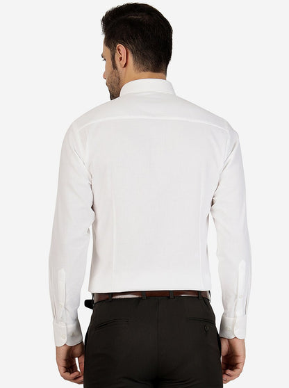 White Solid Slim Fit Formal Shirt | Metal