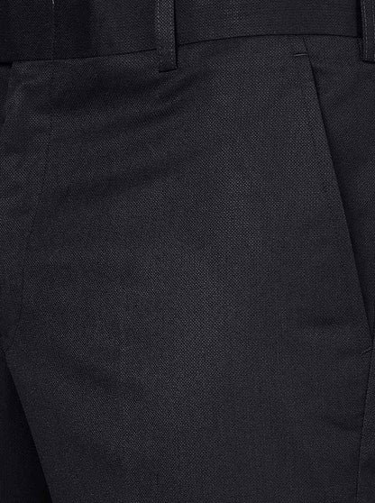 Navy Blue Solid Slim Fit Formal Trouser | Metal
