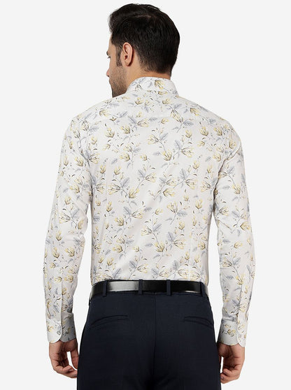 Lemon Grey Printed Slim Fit Party Wear Shirt | JB Studio