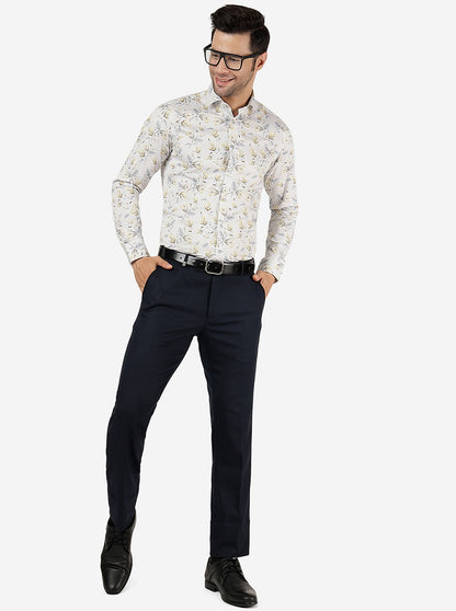 Lemon Grey Printed Slim Fit Party Wear Shirt | JB Studio