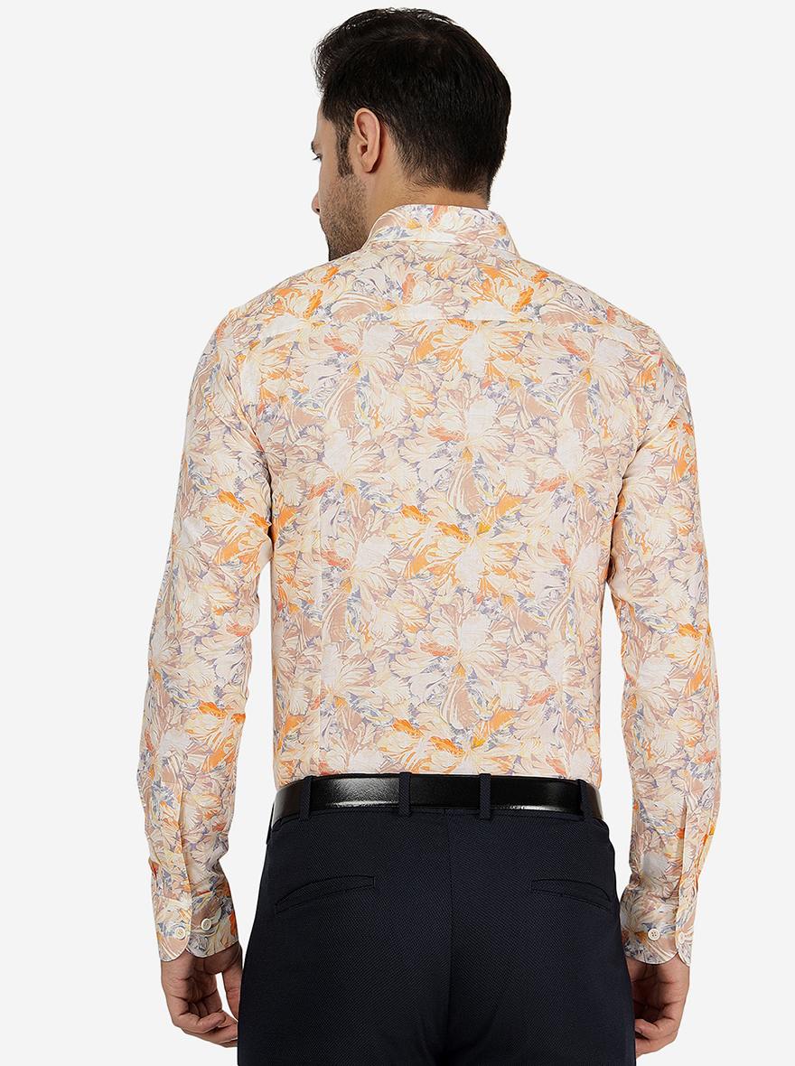Golden Printed Slim Fit Party Wear Shirt | JB Studio