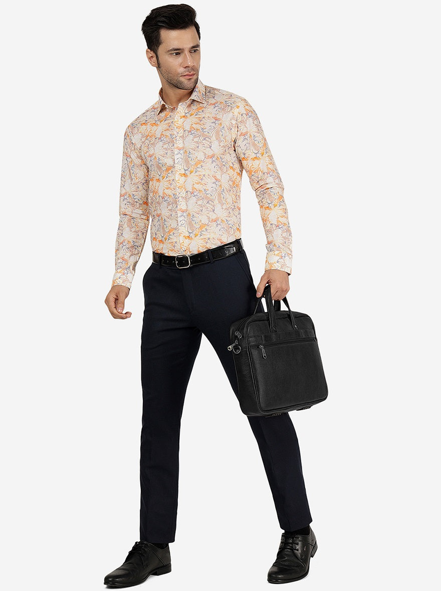 Golden Printed Slim Fit Party Wear Shirt | JB Studio