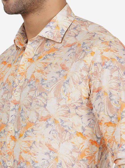 Golden Printed Slim Fit Party Wear Shirt | JB Studio