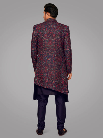 Blue & Maroon Indowestern | TULA