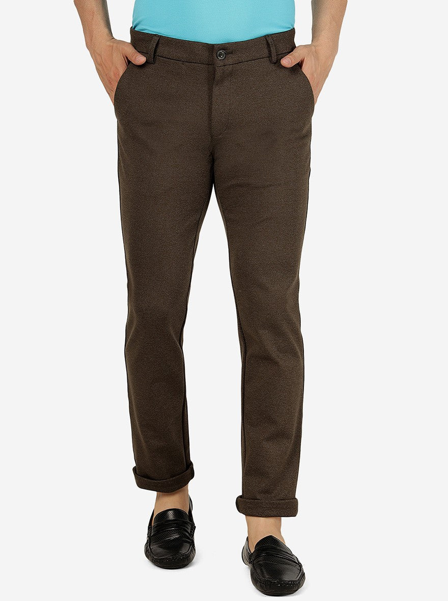 Dark Olive Solid Venice Fit Casual Trouser | JadeBlue