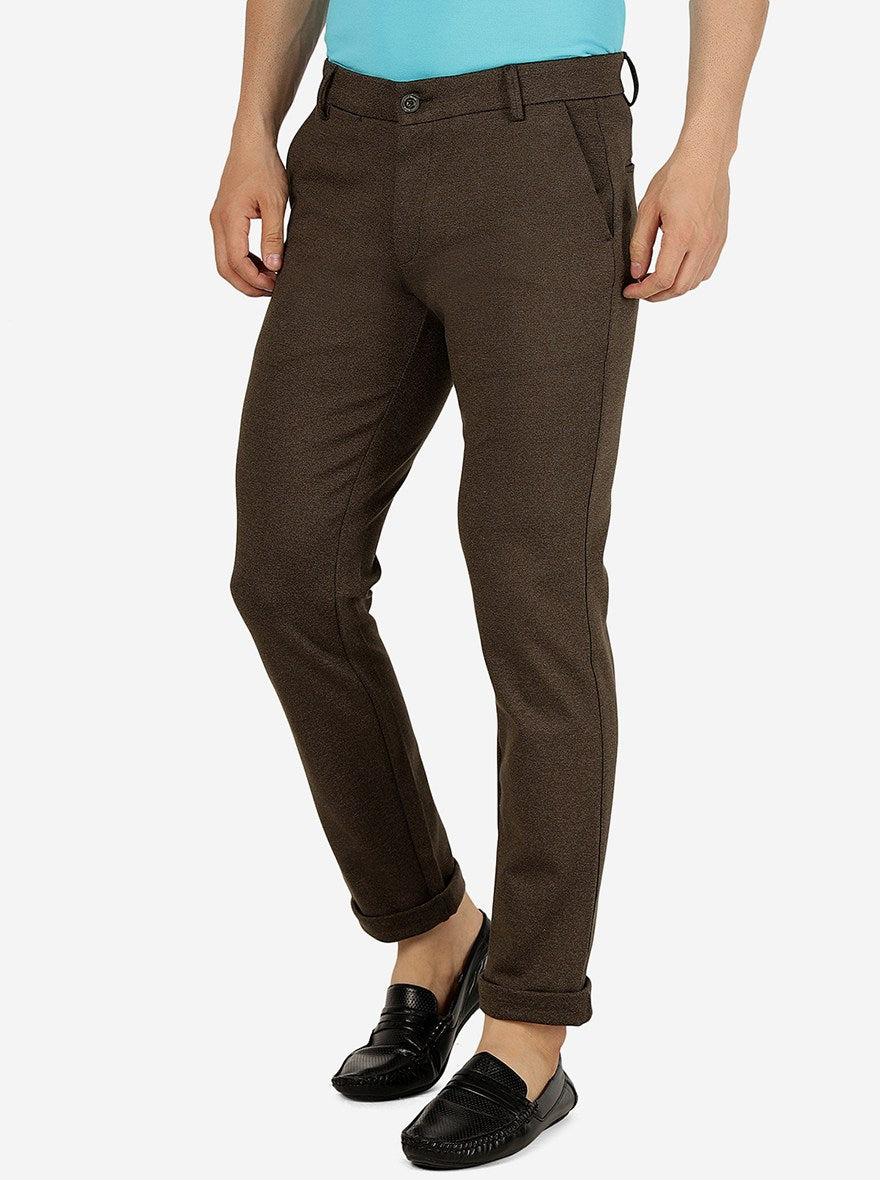 Dark Olive Solid Venice Fit Casual Trouser | JadeBlue