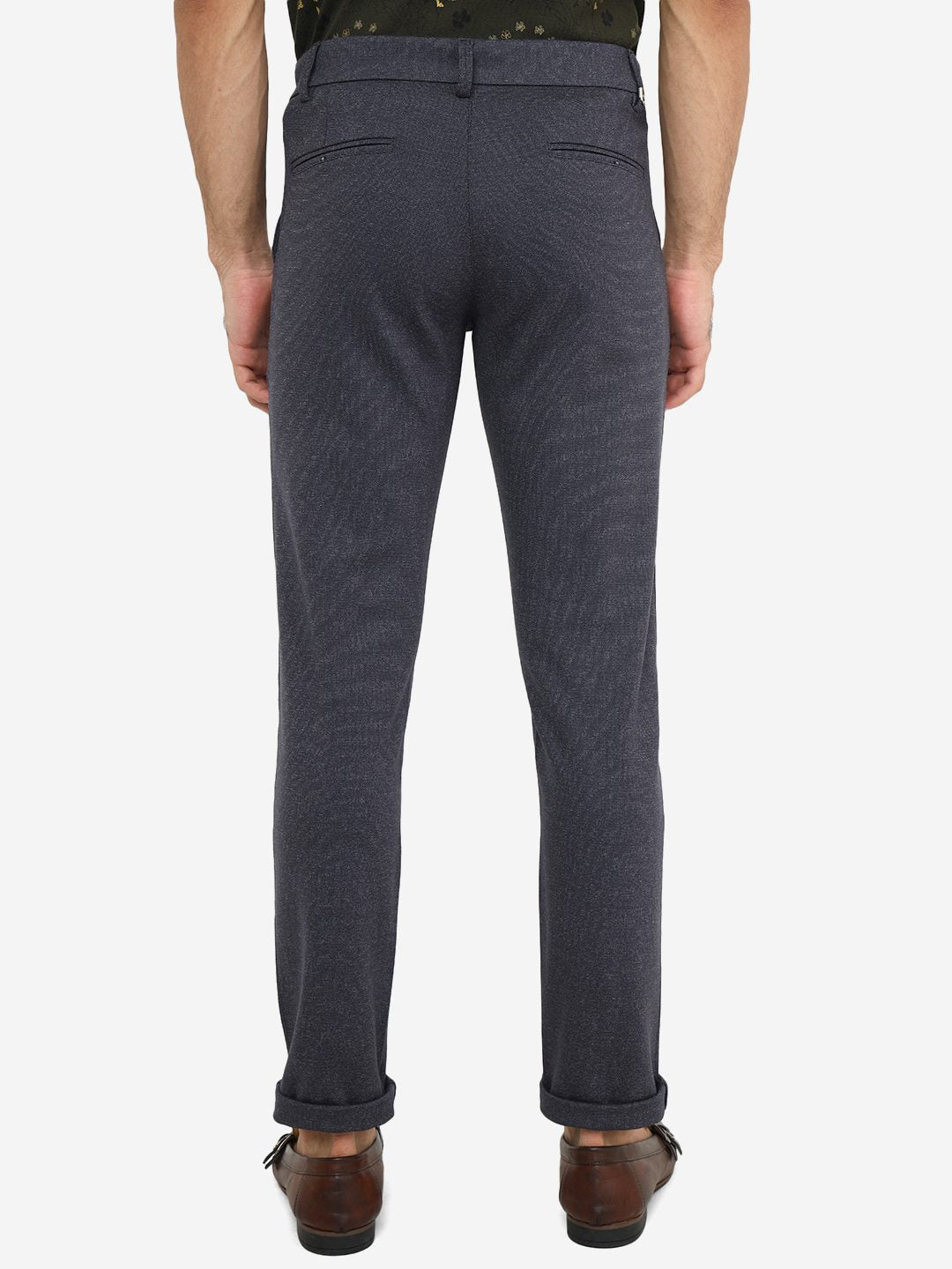 Navy Blue Solid Venice Fit Casual Trouser | JadeBlue