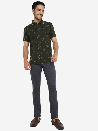 Navy Blue Solid Venice Fit Casual Trouser | JadeBlue
