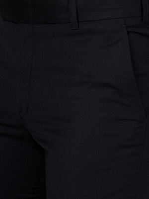 Navy Blue Solid Slim Fit Formal Trouser | Metal