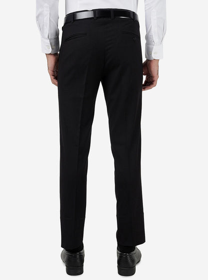 Black Solid Slim Fit Formal Trouser | Metal
