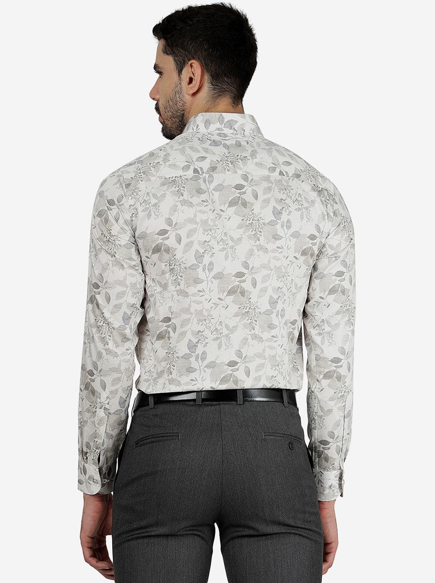 White Printed Slim Fit Party Wear Shirt | JB Studio