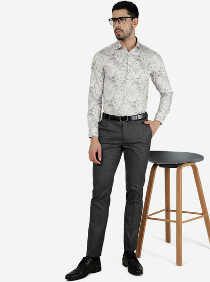 White Printed Slim Fit Party Wear Shirt | JB Studio