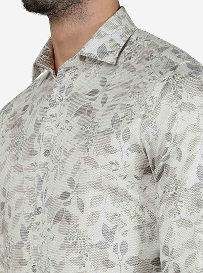 White Printed Slim Fit Party Wear Shirt | JB Studio