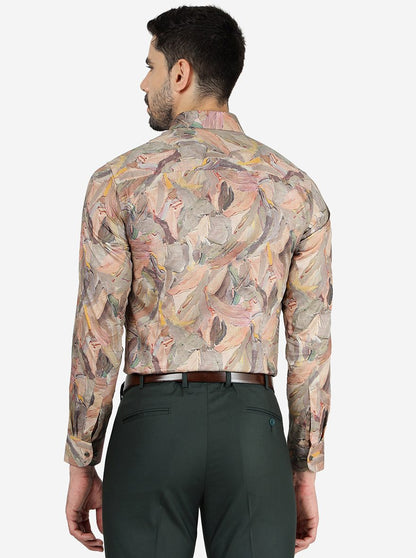 Golden Printed Slim Fit Party Wear Shirt | JB Studio