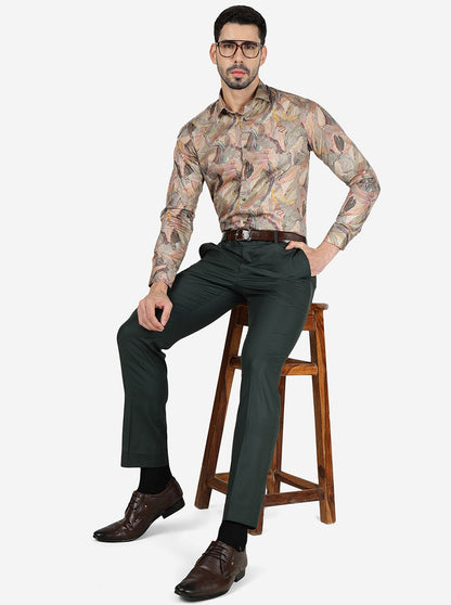 Golden Printed Slim Fit Party Wear Shirt | JB Studio