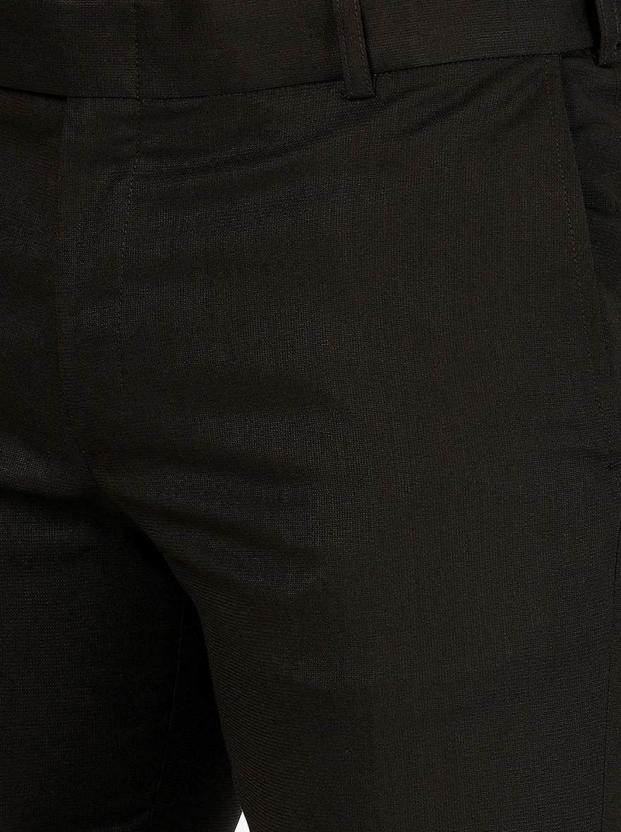 Brown Solid Slim Fit Formal Trouser | Metal