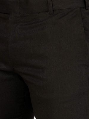 Brown Solid Slim Fit Formal Trouser | Metal