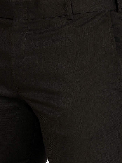 Brown Solid Slim Fit Formal Trouser | Metal