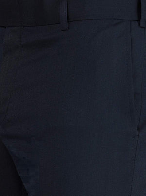 Navy Blue Solid Slim Fit Formal Trouser | Metal