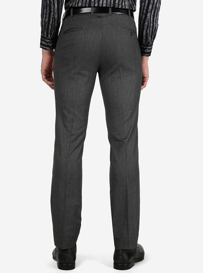 Grey Solid Slim Fit Formal Trouser | Metal