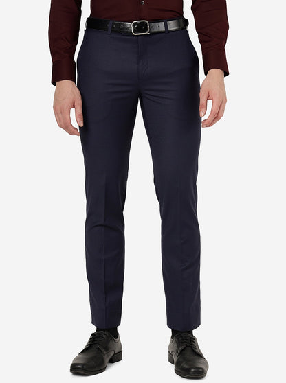 Royal Blue Solid Slim Fit Formal Trouser | Metal