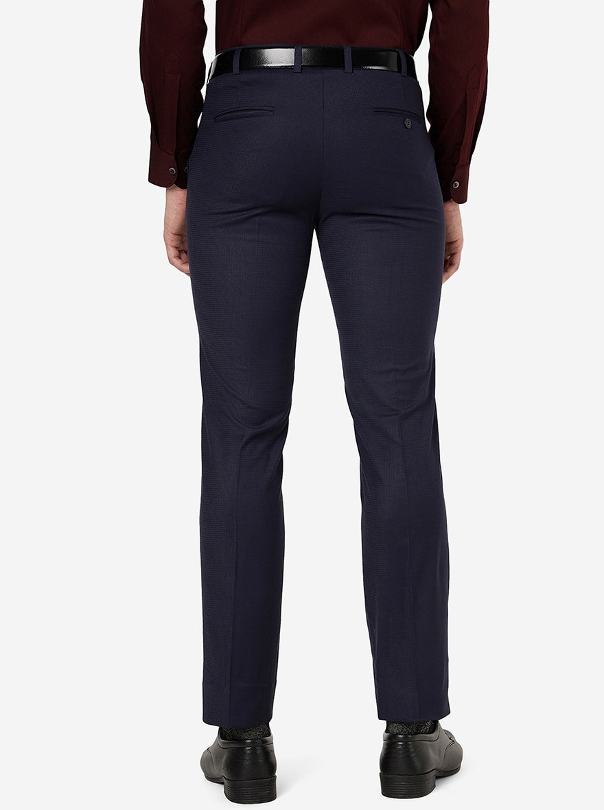 Royal Blue Solid Slim Fit Formal Trouser | Metal