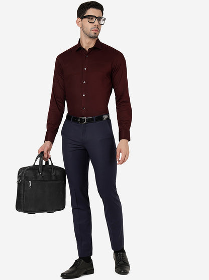Royal Blue Solid Slim Fit Formal Trouser | Metal