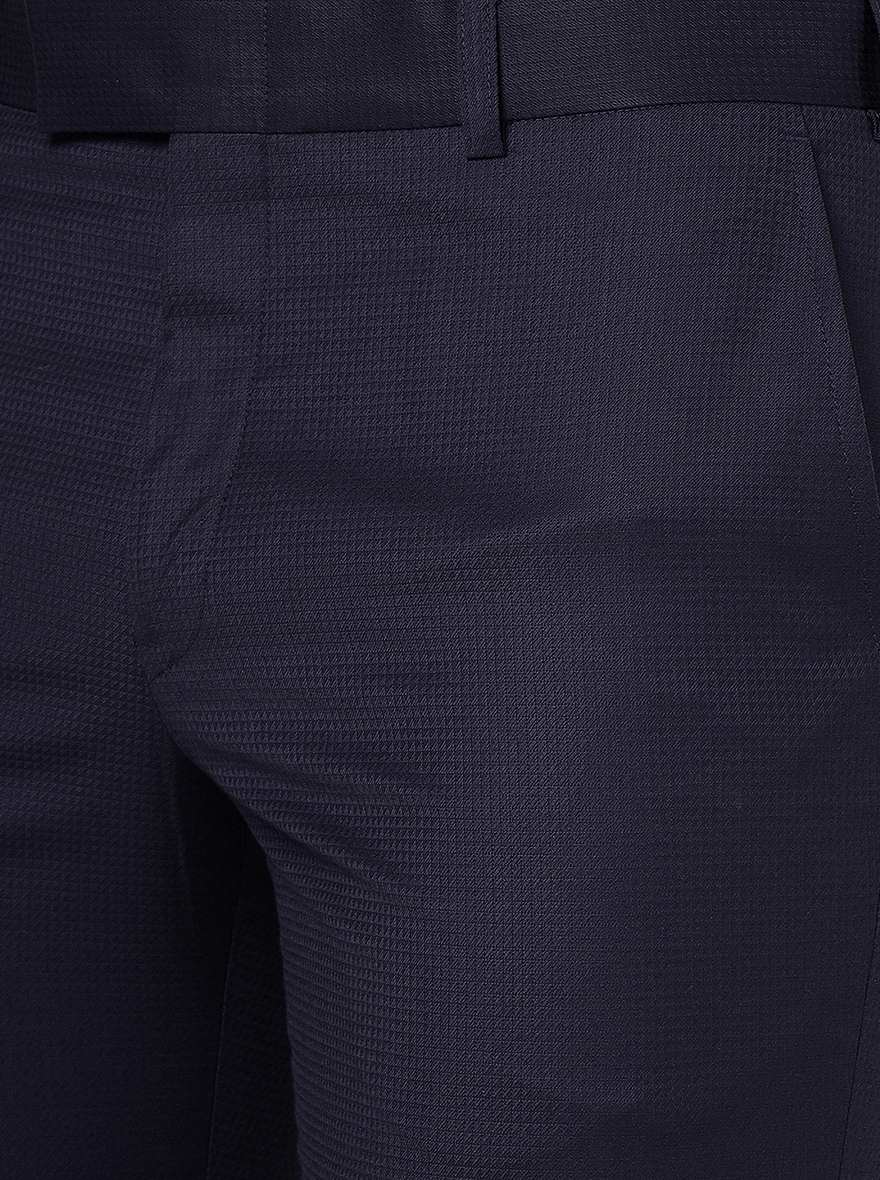 Royal Blue Solid Slim Fit Formal Trouser | Metal