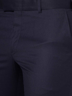 Royal Blue Solid Slim Fit Formal Trouser | Metal