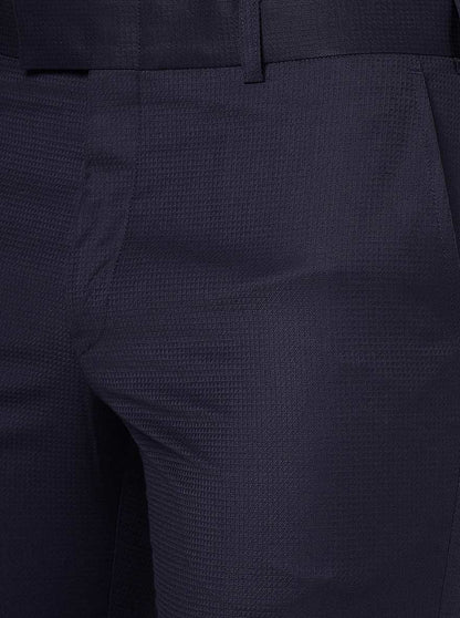 Royal Blue Solid Slim Fit Formal Trouser | Metal